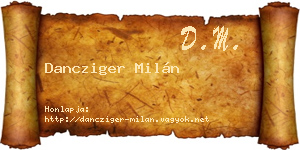 Dancziger Milán névjegykártya